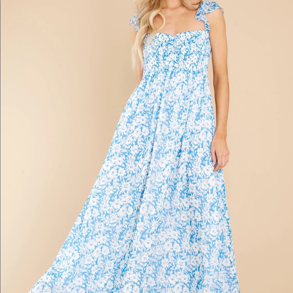 Let's Make Memories Blue Floral Print Maxi Dress